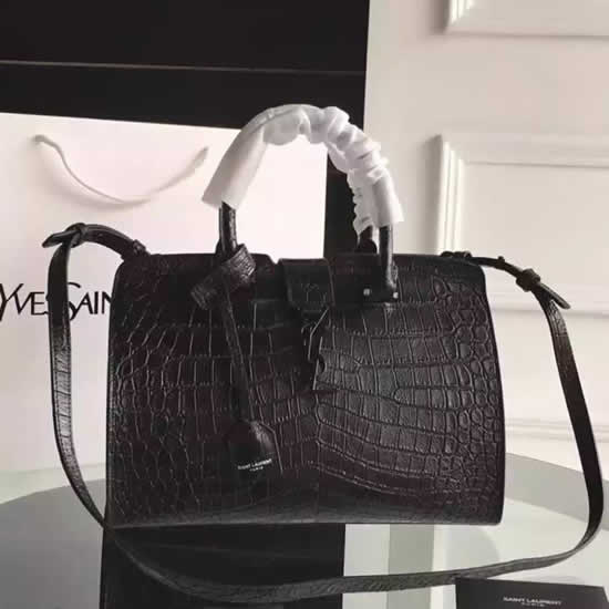 Replica Saint Laurent So Black Small Monogram Cabas Bag In Crocodile Leather